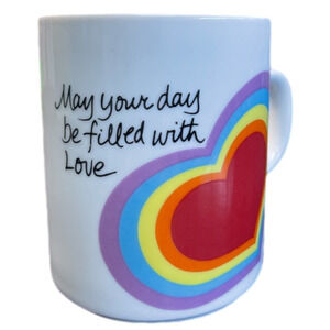 AVON “the Love Mug” Easter 1983, Rainbow Heart Mug